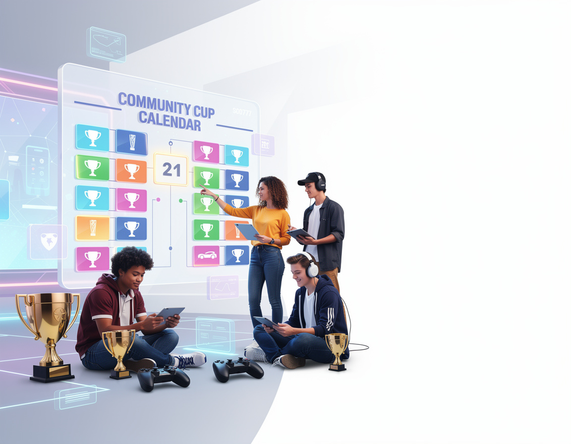 Ilustrasi community cup calendar untuk turnamen game online sco777